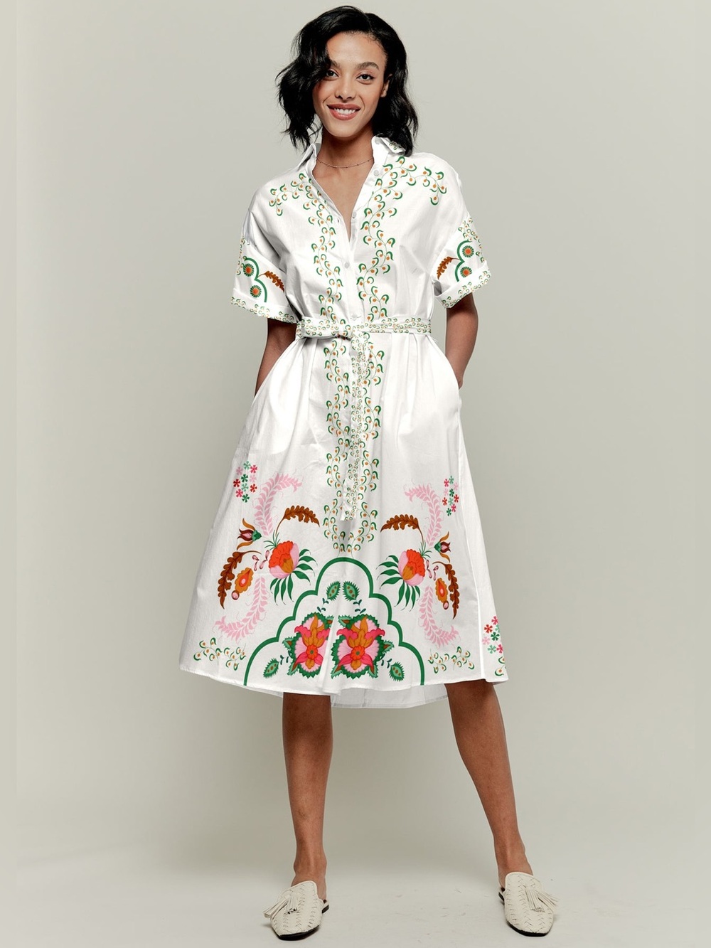 Tucker NYC l The Sarah Shirtdress | Ecru Dutch Blossoms